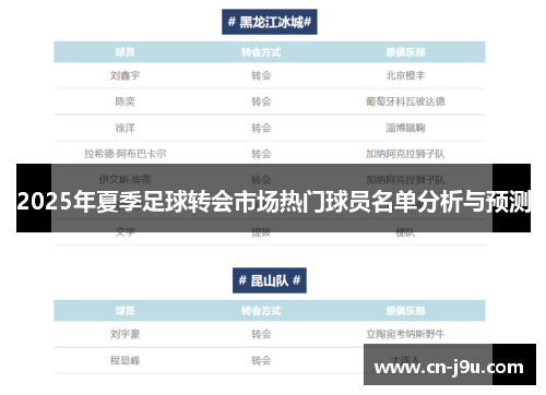 2025年夏季足球转会市场热门球员名单分析与预测