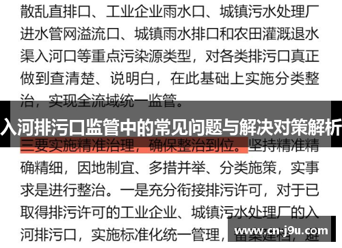 入河排污口监管中的常见问题与解决对策解析